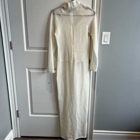 WHITE boho Mesh long sleeve Dress Medium - JOCACY - Picture 4 of 5